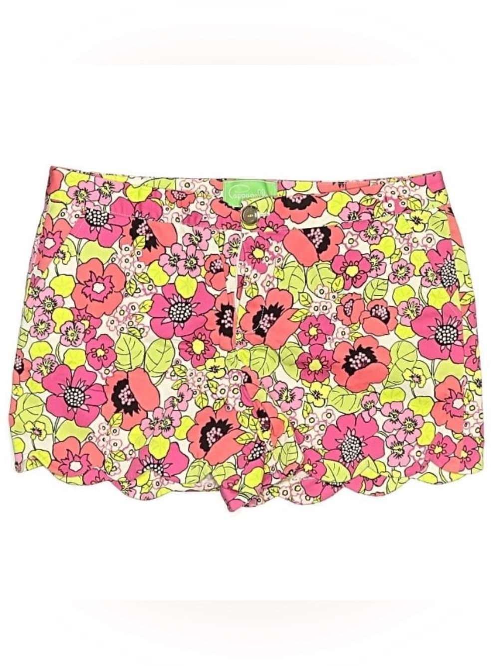 Pappagallo Pink & Lime Floral Scallop-Edge Sleep Shorts